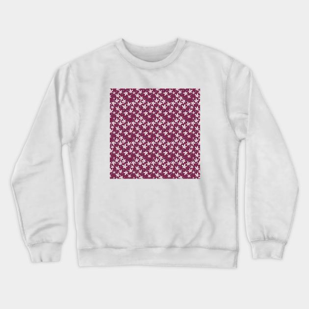 Maroon & White Floral Pattern Crewneck Sweatshirt by FloralPatterns